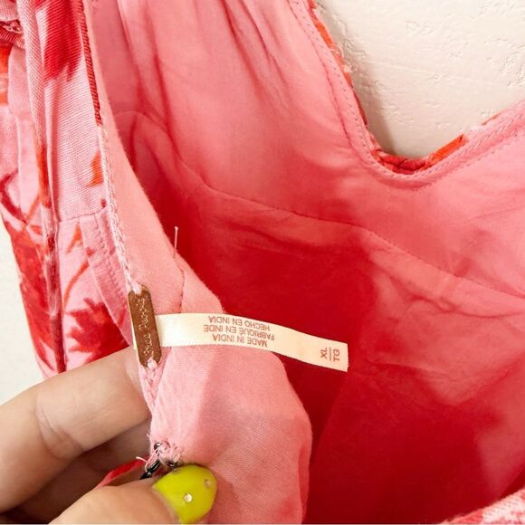 Free People Altura Babydoll Pink Mini Dress Floral Spaghetti Strap Floral XL - Picture 9 of 10